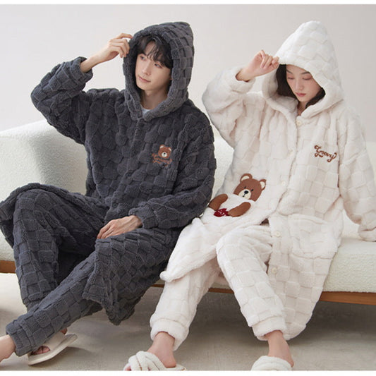 4-Piece Warm Matching Hoodie Pajamas Set