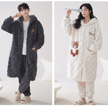 4-Piece Warm Matching Hoodie Pajamas Set