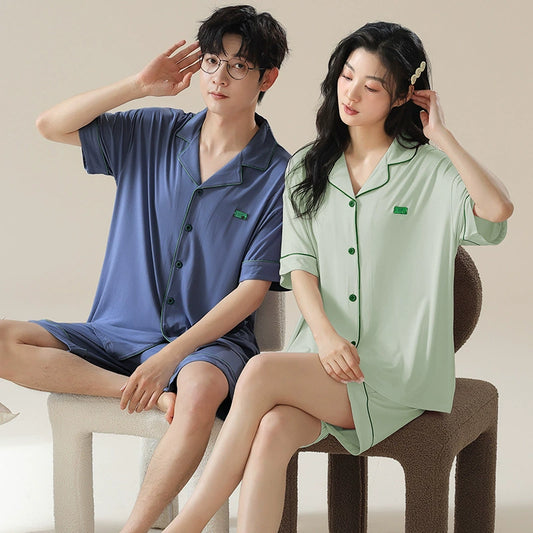 Gullei™ Pajamas Set Short Sleeve Button Front Modal