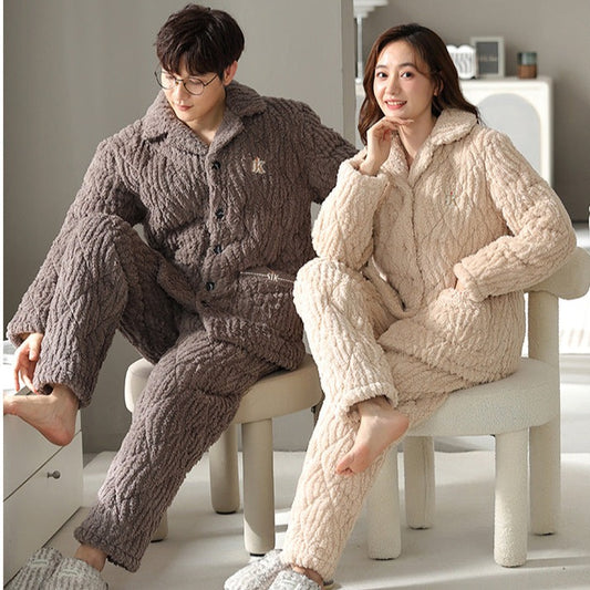 Matching Winter Fleece Couple Pajamas Set for 2