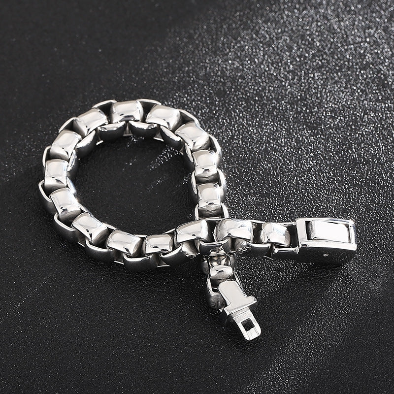 Chunky Box Chain Mens Bracelet 21cm