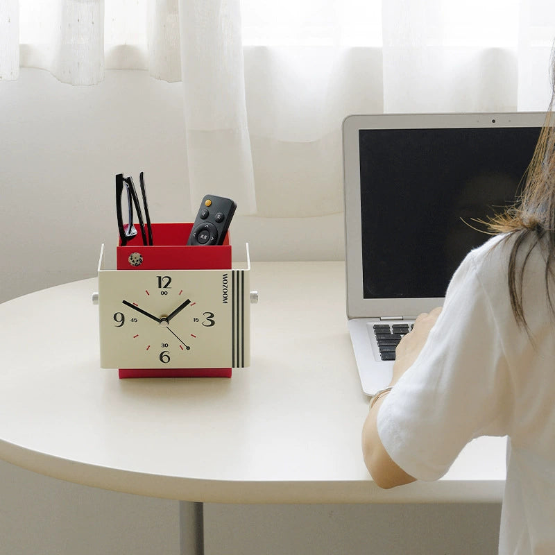 Silent Acrylic Desk Clock with Integrated Storage