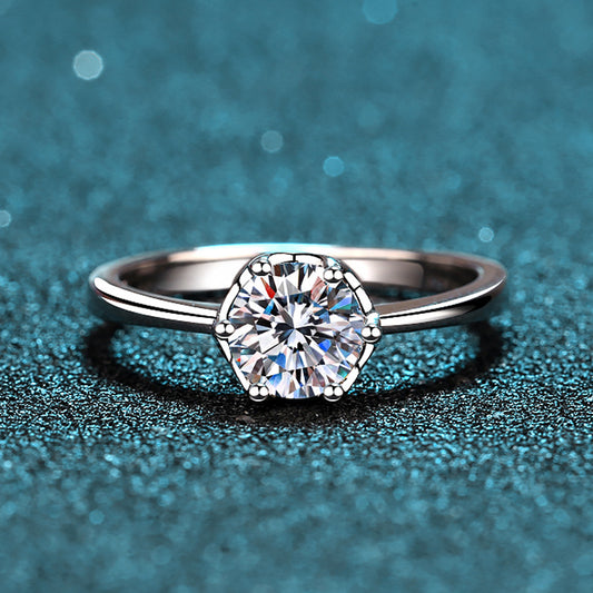 1 Carat Moissanite Diamond Crown Ring for Women
