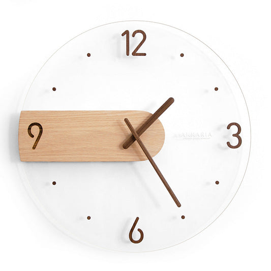 Nordic Solid Wood Silent Wall Clock (35cm)