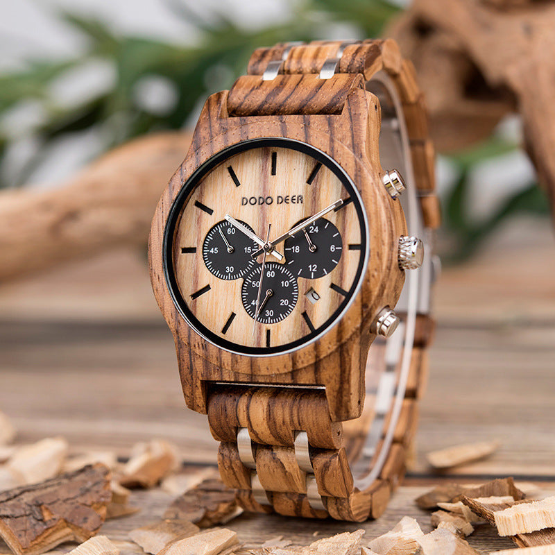 Engraved Matching Wood Couple Quartz Watch Set