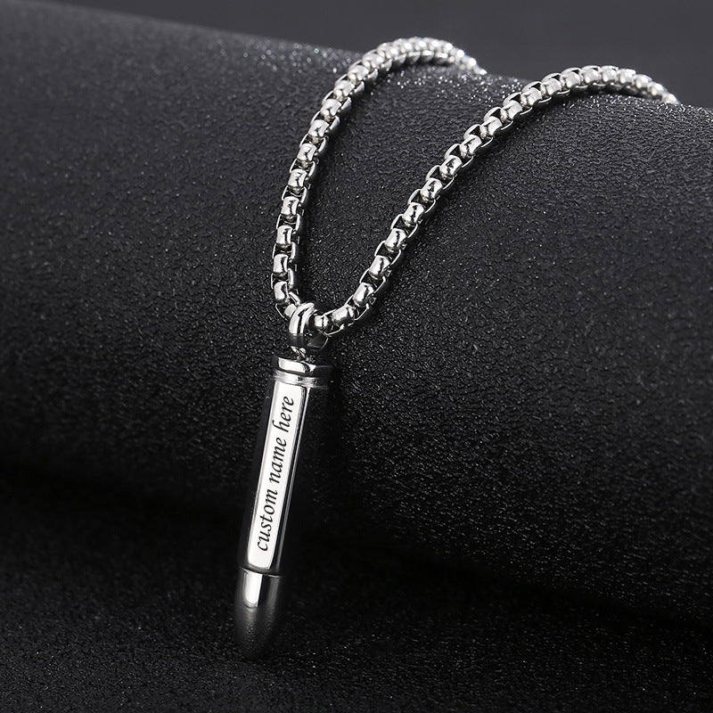 Custom Engraved Bullet Thick Chain Necklace
