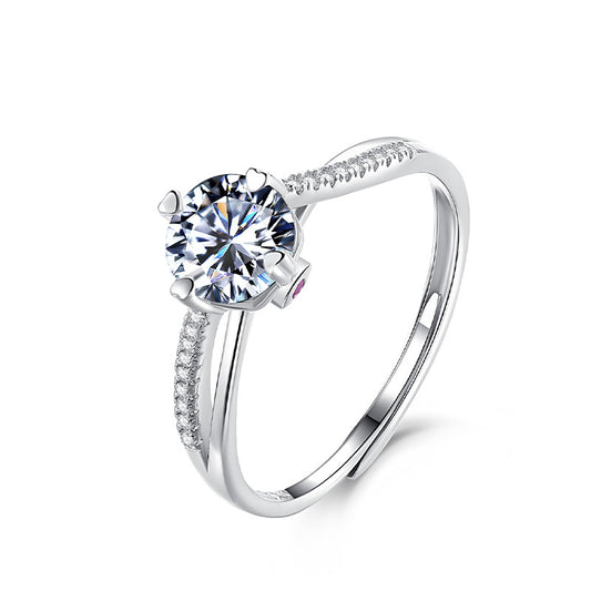 Engraved Moissanite Diamond Women Ring