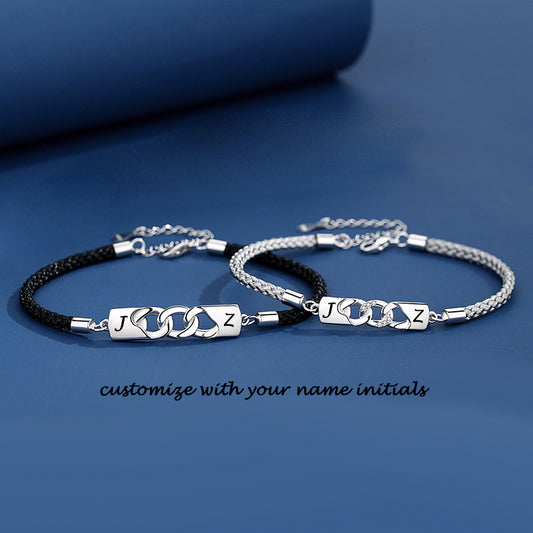 Name Initial Promise Bracelets Set for Couple