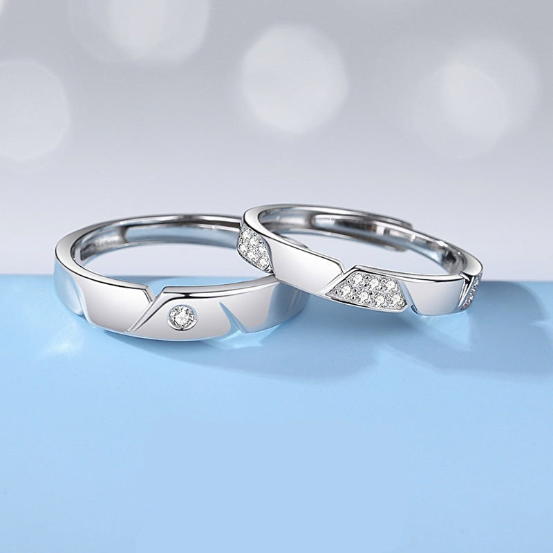 Engraved Matching Cubic Zirconia Rings Set