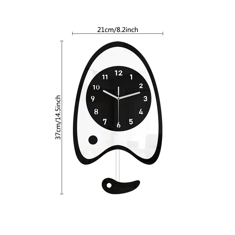 Cute Fish Bait Silent Pendulum Wall Clock (37×21 cm)