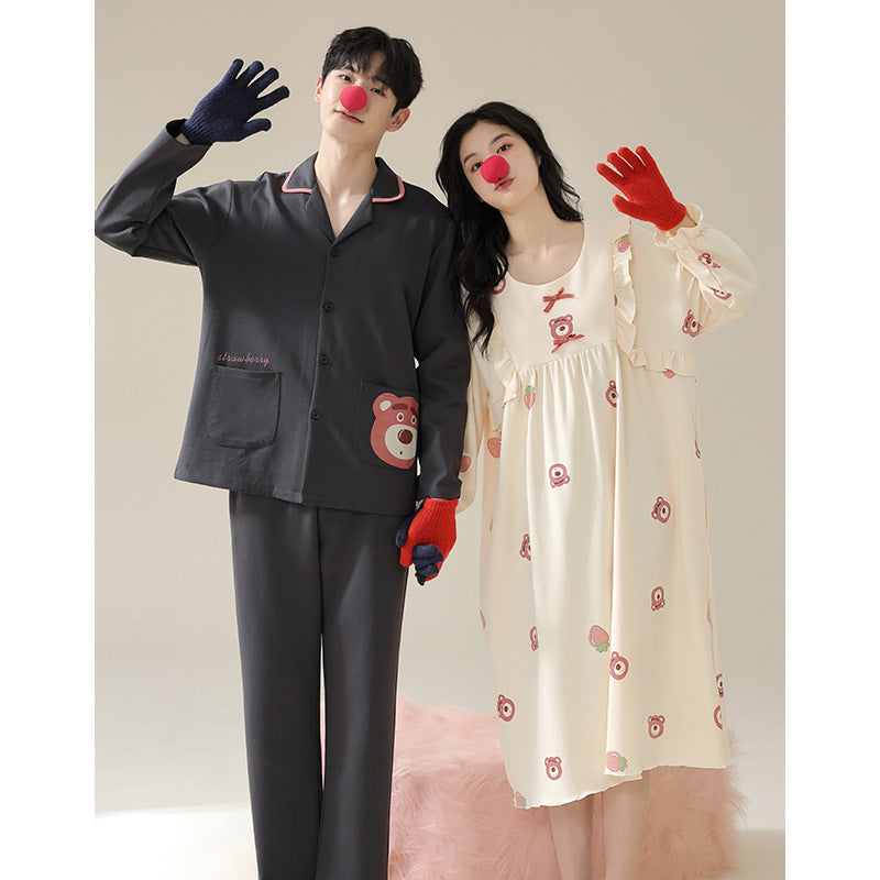 Couple Matching Bear Pajamas Sleepwear Set