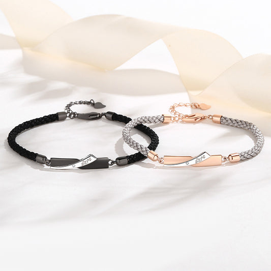 Personalized Promise Couple Bracelets Set Sterling Silver