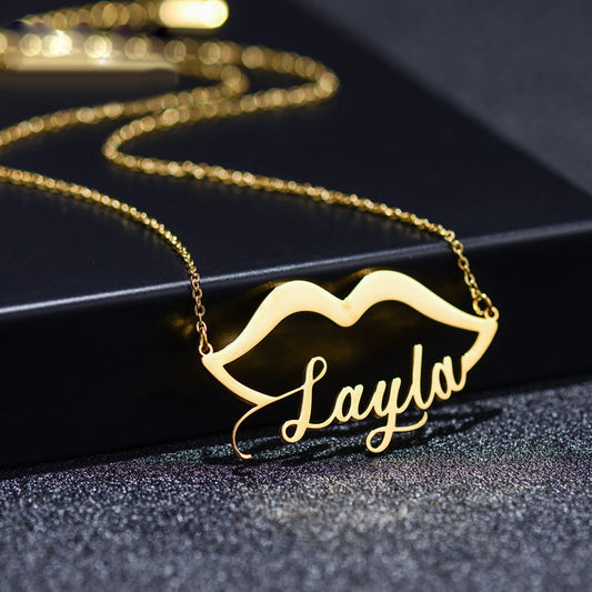 Lip Shaped Custom Name Necklace for Her