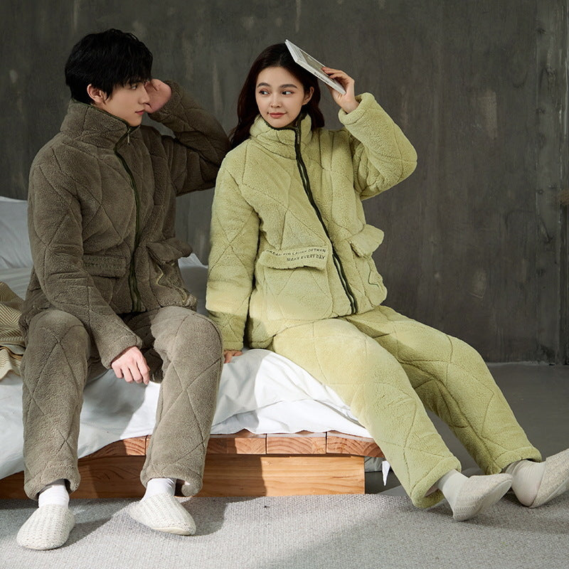 Ultra Warm Poyester Winter Pajamas Set for Couples