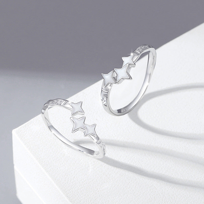 Luminous Stars Rings Set - Solid Sterling Silver - Adjustable Size