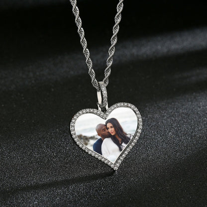 Heart Shaped Personalized Photo Print Necklace