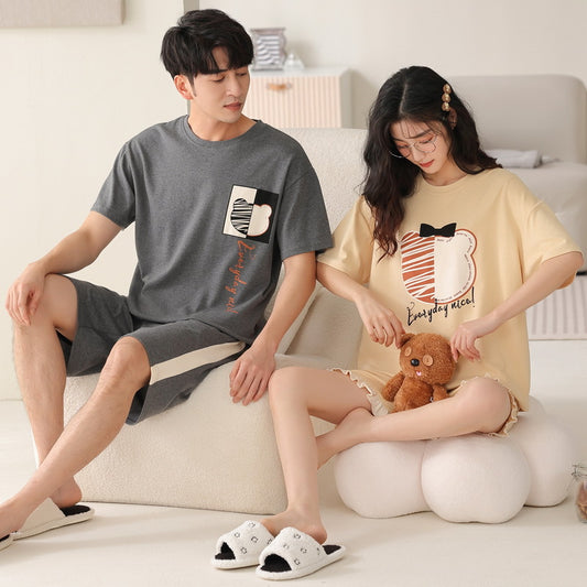 Cute Bear Cotton Nightwear Pajamas Set for Couples