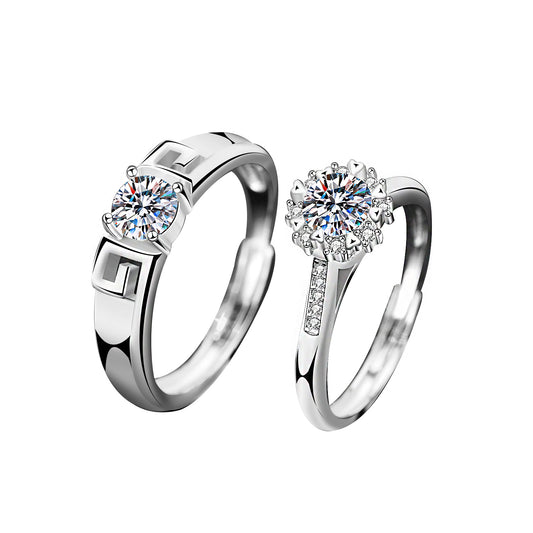 1 Carat Moissanite Diamond Halo Promise Rings Set