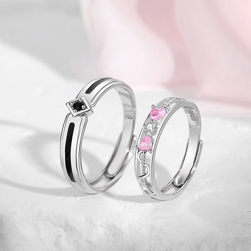 Matching CZ Bow Rings Set for Men and Women