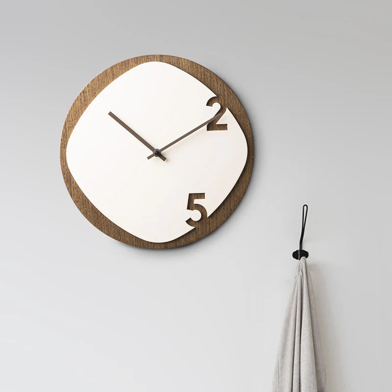 Minimalist Spanish-Style Wooden Wall Clock — 12" (Acrylic + Wood)