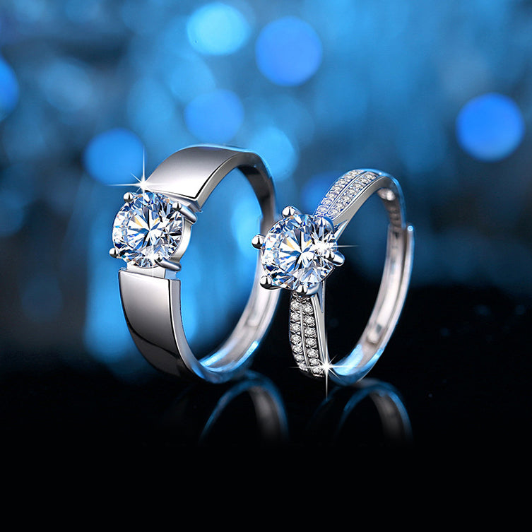 Custom 2 Carat Moissanite Diamond Wedding Rings Set