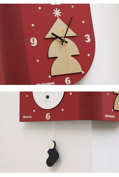 Double-Sided Christmas Corner Silent Pendulum Clock