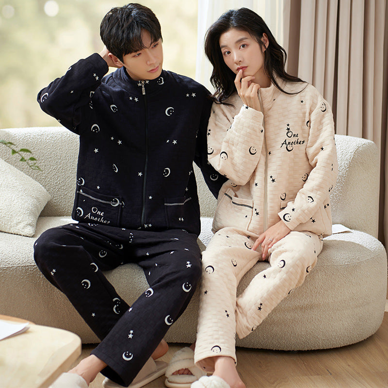 Matching Zip-up Soft Cotton Sleepwear for Couples