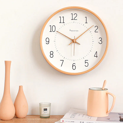 Japanese Minimalist Silent Wall Clock – 12" Solid Wood