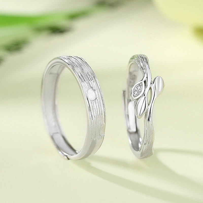 Engraved Love Branch Promise Rings for Couples