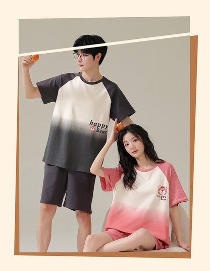 Matching Short Sleeves Shorts Sleepwear Set for Couples