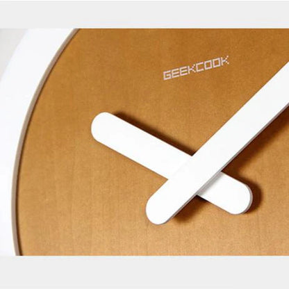 Minimalist Wood & White Pendulum Silent Wall Clock (13.8")
