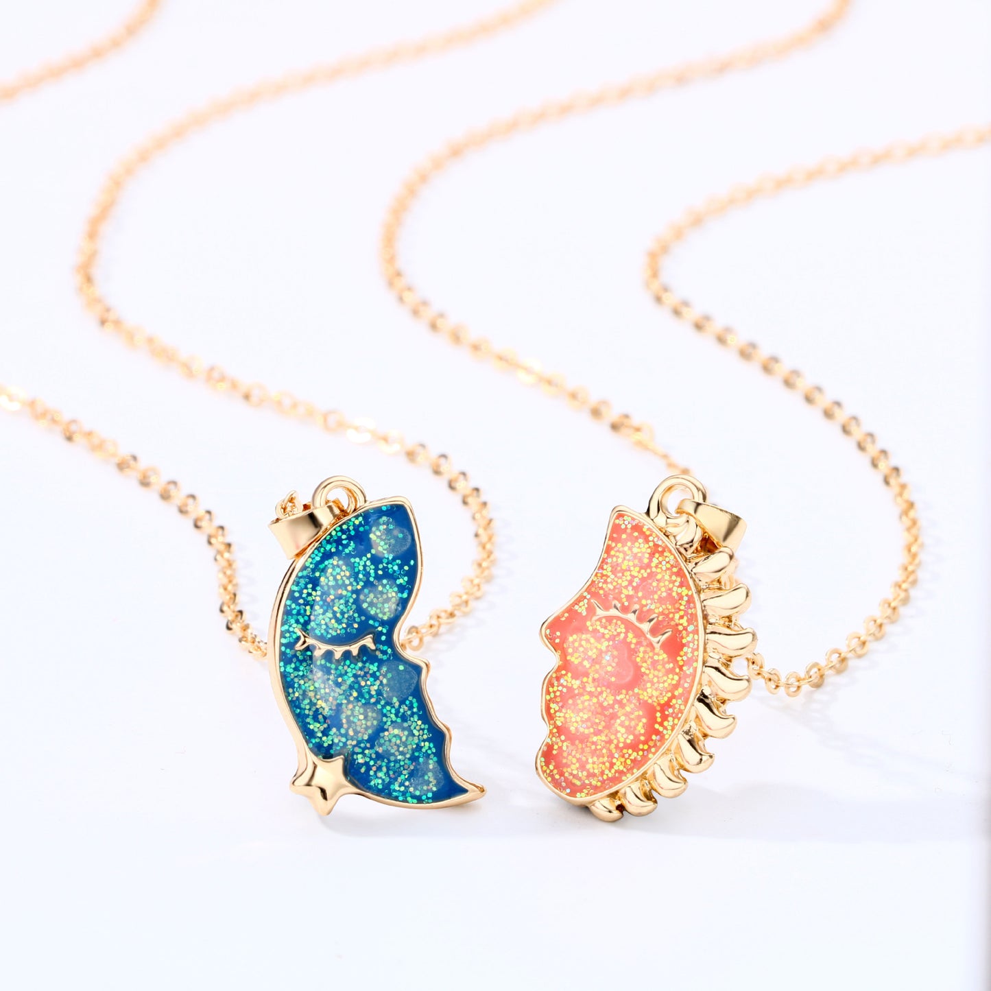 Sun and Moon Night Glow Friendship Necklaces Gift