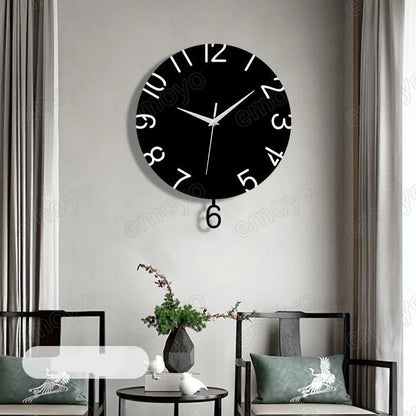 Big Numbers Silent Pendulum Wall Clock — 12" Acrylic