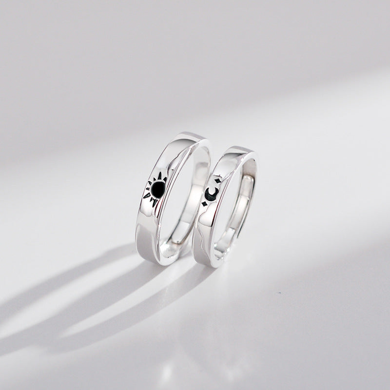 Engravable Sun and Moon Matching Rings for Couples