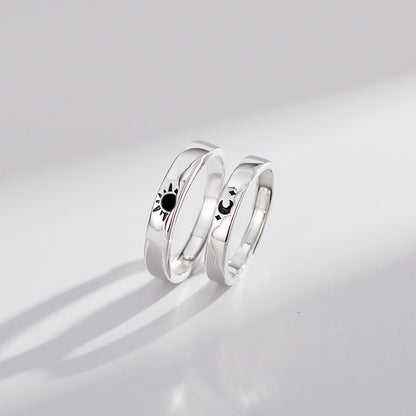 Engravable Sun and Moon Matching Rings for Couples