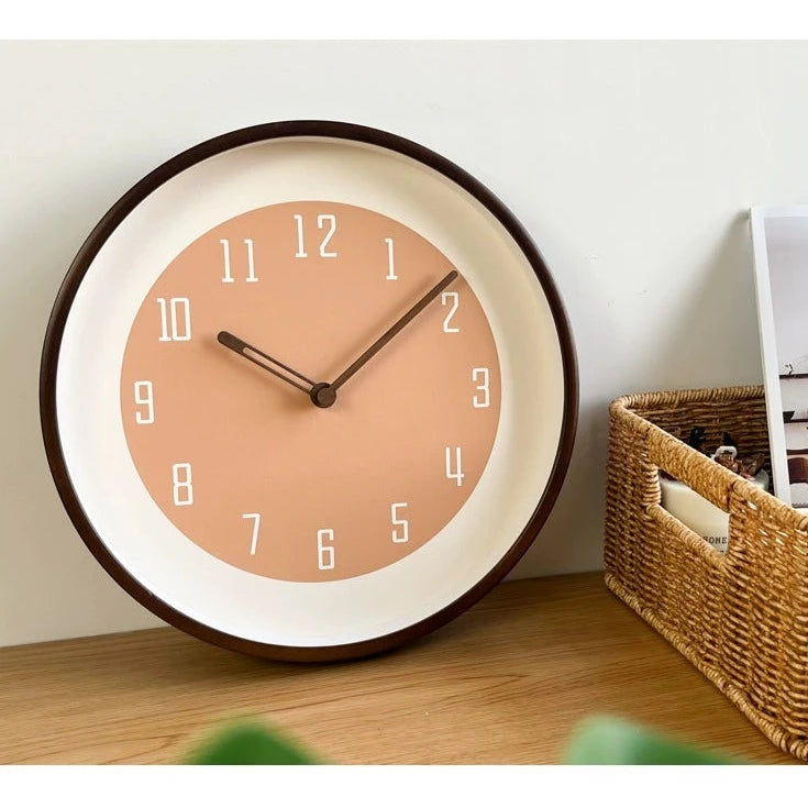 Minimalist Analog Round Wooden Wall Clock