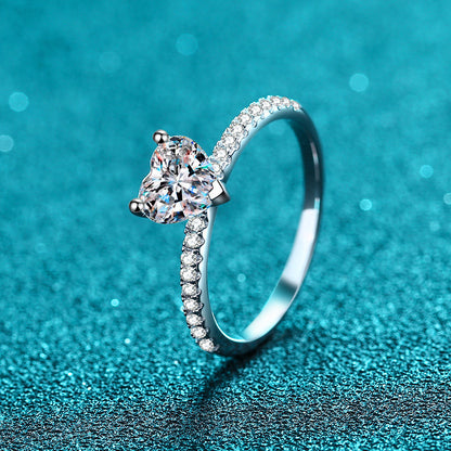 2 Carats Heart Moissanite Engagement Ring Gift for Her