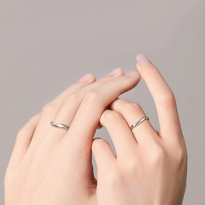 Custom Engraved Minimalist Promise Rings Set for Couples