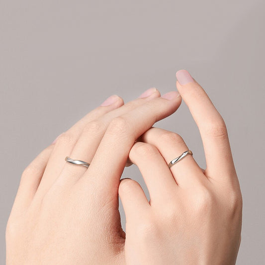Custom Engraved Minimalist Promise Rings Set - Adjustable Sterling Silver for Couples