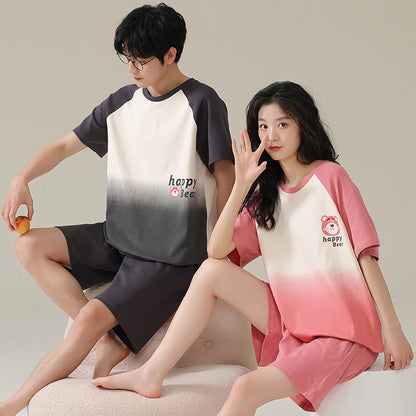 Matching Short Sleeves Shorts Sleepwear Set for Couples