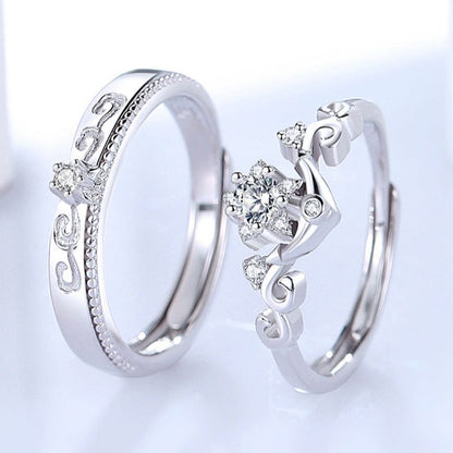 Matching Zirconium Couple Rings Set - Adjustable Size