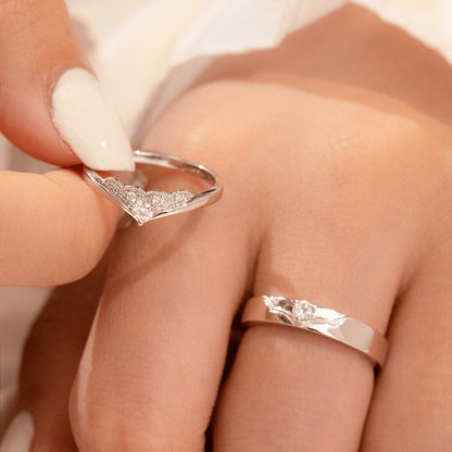 Angel Wings Personalized Rings Set His and Hers