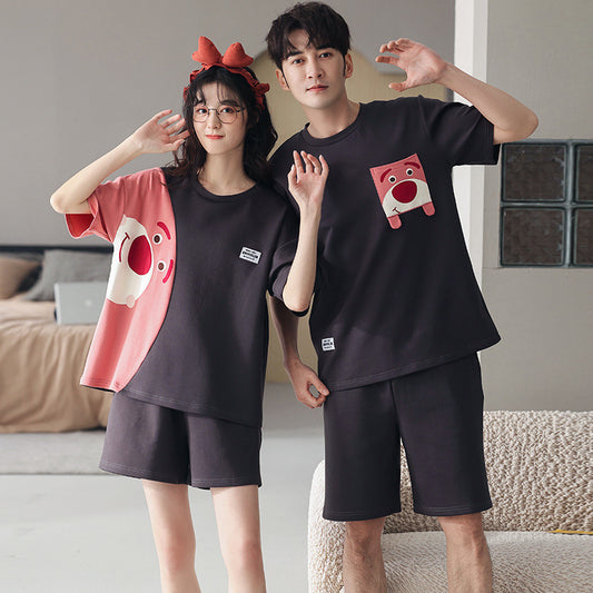 Matching Bear Summer Pajamas Set for Couples