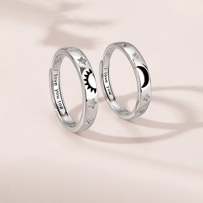 Engravable Sun and Moon Promise Rings for Couples