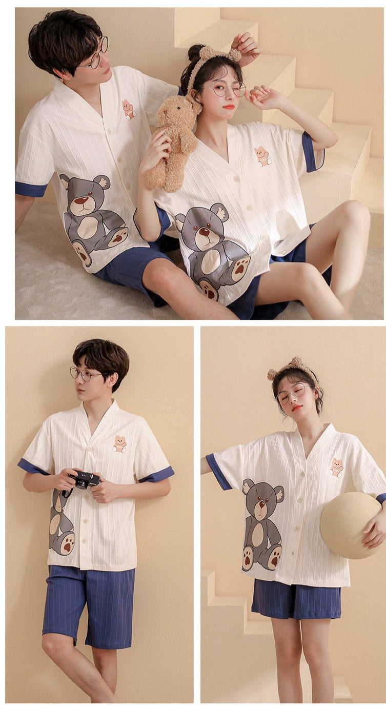 Matching Short Sleeves Sleepwear Pajamas for Couples