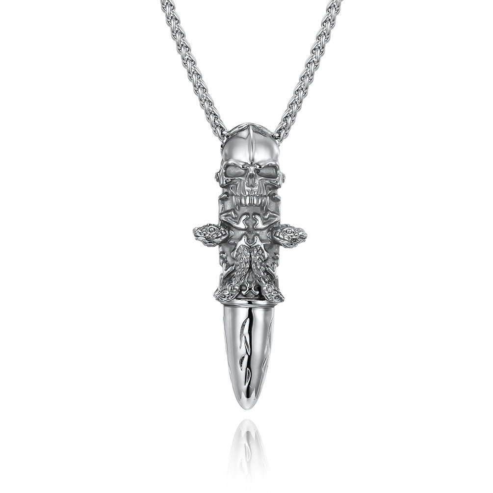 Vintage Skull Bullet Pendant Necklace