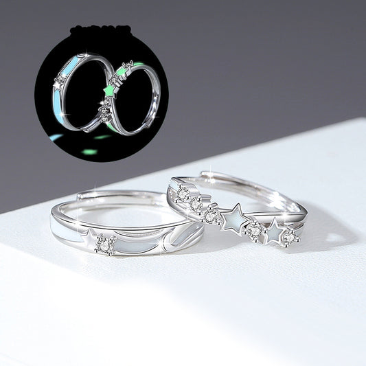 Stars Glow in Dark Promise Rings for Couples