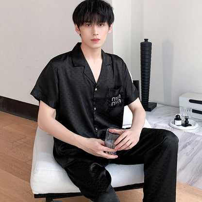 Minimalist Faux Silk Couple Pajamas – Modern Unisex Sleepwear Set by Gullei