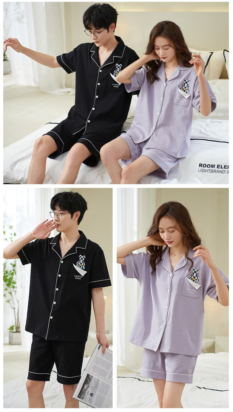 Matching Short Sleeves Sleepwear Pajamas for Couples