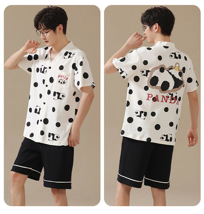 Panda Women and Men Summer Pajamas 100% Cotton